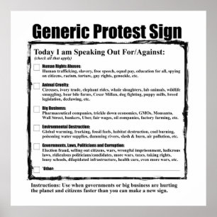 Póster Sinal de Protesto Genérico Humorístico