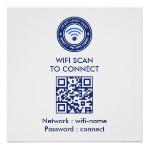 Póster Sinal de QR Code de Senha WiFi   Wi‑Fi   Corretor 