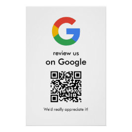 Póster Sinal de QR Code do Google para Avaliar Negócios M