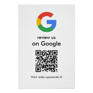 Póster Sinal de QR Code do Google para Avaliar Negócios M