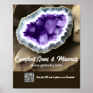 Poster Sinal de QR Personalizado de Geodo de Ametista com