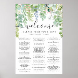 Poster Sinal de Quadro de Assentos de Casamento com Verde