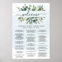 Poster Sinal de Quadro de Assentos de Casamento em Eucali