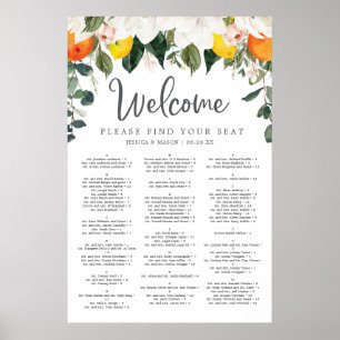 Poster Sinal de Quadro de Assentos de Casamento Magnolia