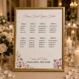Poster Sinal de Quadro de Assentos de Casamento Personali