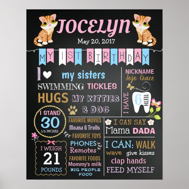 Poster Sinal de quadro de aviso do primeiro primeiro aniv (Frente)