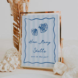 Poster Sinal de "Quantas conchas" do jogo de Chá de panel