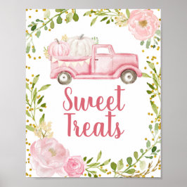 Poster Sinal de Queda Pumpkin Vintage Truck Sweet Treats
