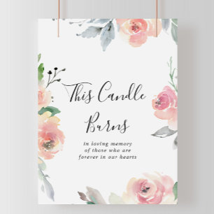 Poster Sinal de Queima desta Vela Floral Rosa Elegante