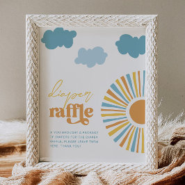 Poster Sinal de Raffle da Fralda Chá de fraldas Sun