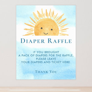 Poster Sinal de Raffle da Fralda Chá de fraldas Sun