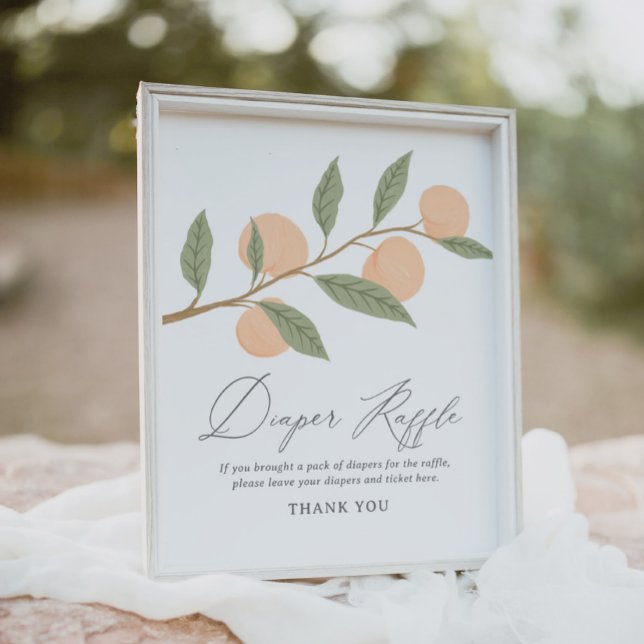 Poster Sinal de Raffle da Fralda de pêssego (Criador carregado)