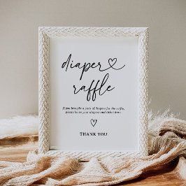 Poster Sinal de Raffle de Fralda de Script Moderno