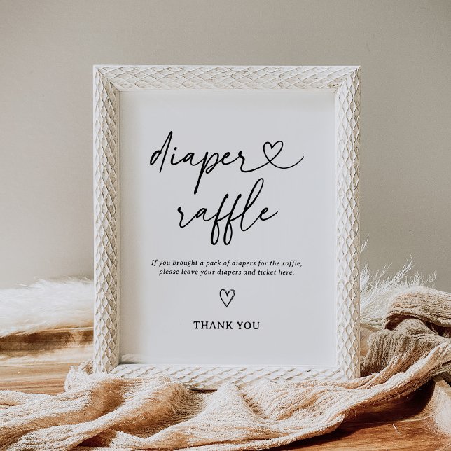 Poster Sinal de Raffle de Fralda de Script Moderno (Criador carregado)