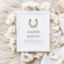 Poster Sinal de Raffle do Chá de fraldas do Rodeo Ocident