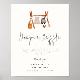 Poster Sinal de Raffle fralda | Chá de fraldas de roupas 