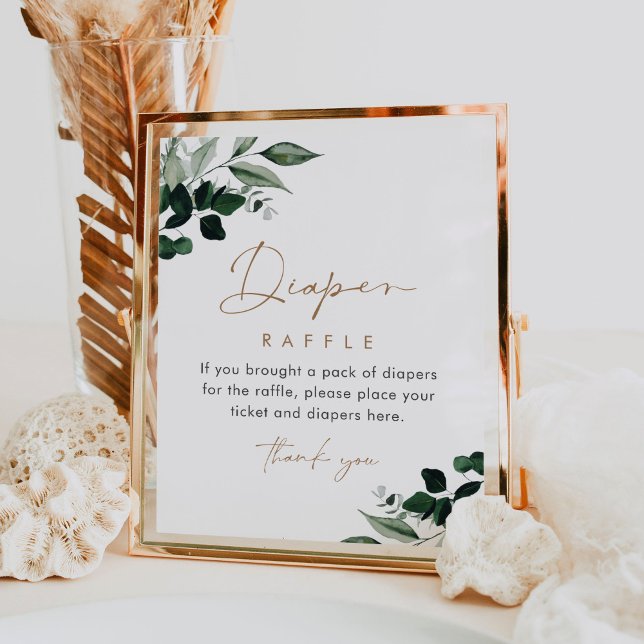 Poster Sinal de Raffle Fralda MAREE Greenery (Criador carregado)