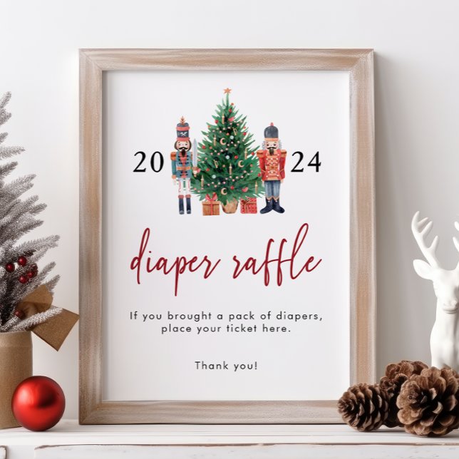 Poster Sinal de Raffle Fralda Nozes (Nutcracker Diaper Raffle Sign
)