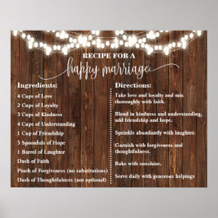 Poster Sinal de Receita para um Casamento Feliz Casamento