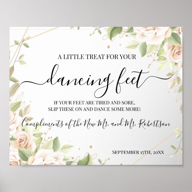 Poster Sinal de Recepção de Casamento Chinelos Pé Dançant (Frente)