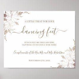Poster Sinal de Recepção de Casamento Chinelos Pés Dançan