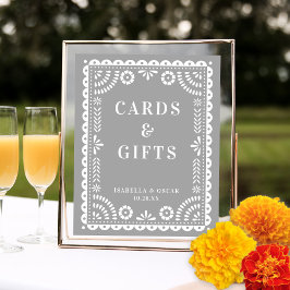 Poster Sinal de Recepção de Casamento com Papel Picado Ci