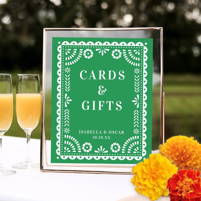 Poster Sinal de Recepção de Casamento com Papel Picado Ve (Criador carregado)
