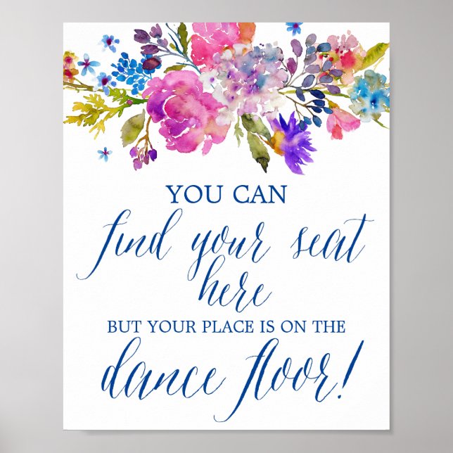 Póster Sinal de Recepção de casamento das Flores Roxas e  (Frente)