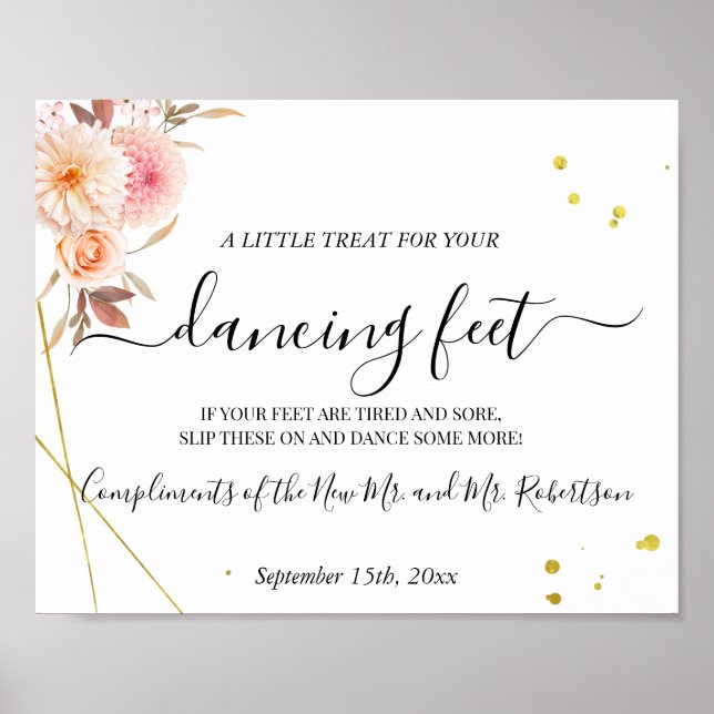 Poster Sinal de Recepção de casamento de Chinelos de Pés  (Frente)