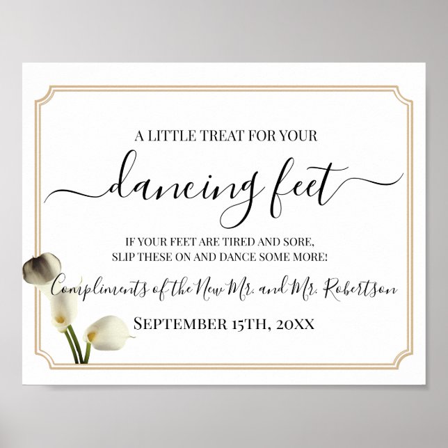Poster Sinal de recepção de casamento de chinelos de pés  (Frente)
