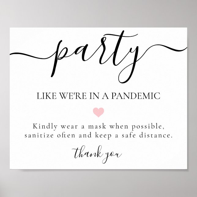 Poster Sinal de Recepção de casamento de Distância Social (Frente)