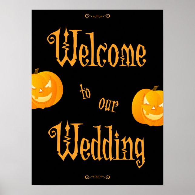 Poster Sinal de Recepção de casamento do Halloween de Pum (Frente)