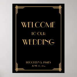 Póster Sinal de Recepção de casamento Gatsby Excelente de