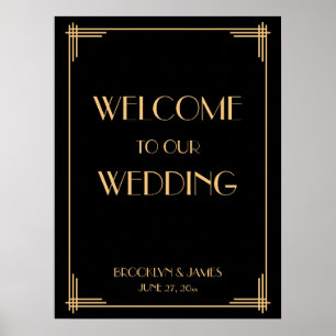 Póster Sinal de Recepção de casamento Gatsby Excelente de