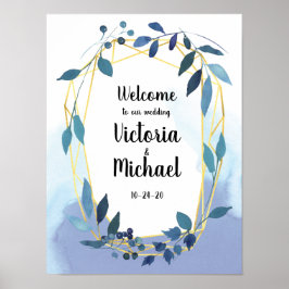 Póster Sinal de Recepção de Casamento Geométrico Floral D