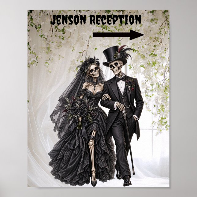 Poster Sinal de Recepção de Casamento Gótico (Frente)