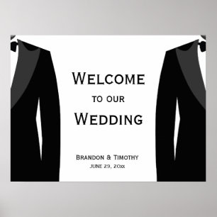 Poster Sinal de Recepção de casamento preto e branco Eleg