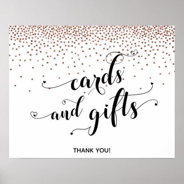 Poster Sinal de recepção de coração e cobre, cartões e pr (Frente)