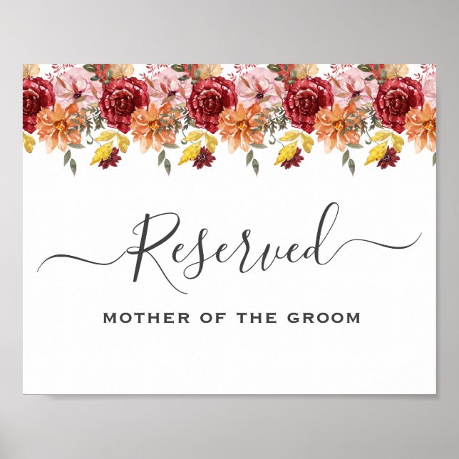 Poster Sinal de Reserva de Casamento de Outono com Folhas (Frente)