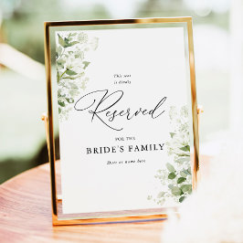 Poster Sinal de Reserva de Casamento Verde Salvia com Veg