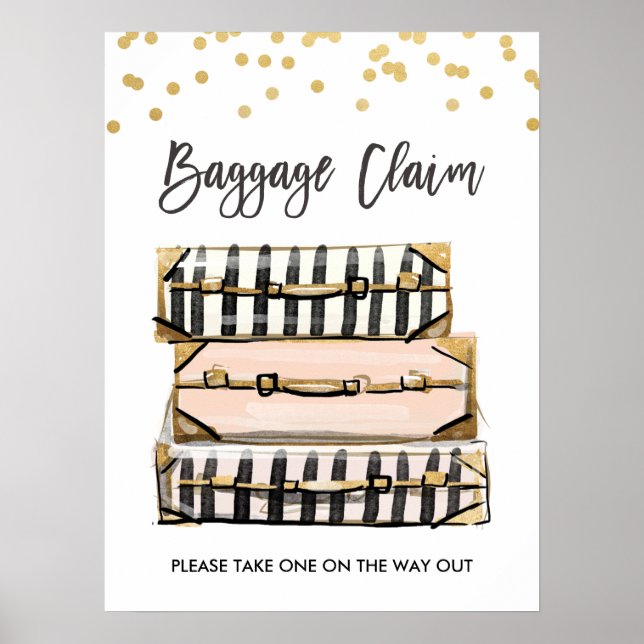 Poster Sinal de retirada de bagagem Viagem chuveiro Senho (Frente)