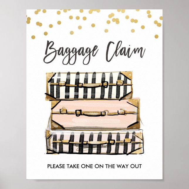 Poster Sinal de retirada de bagagem Viagem chuveiro Senho (Frente)