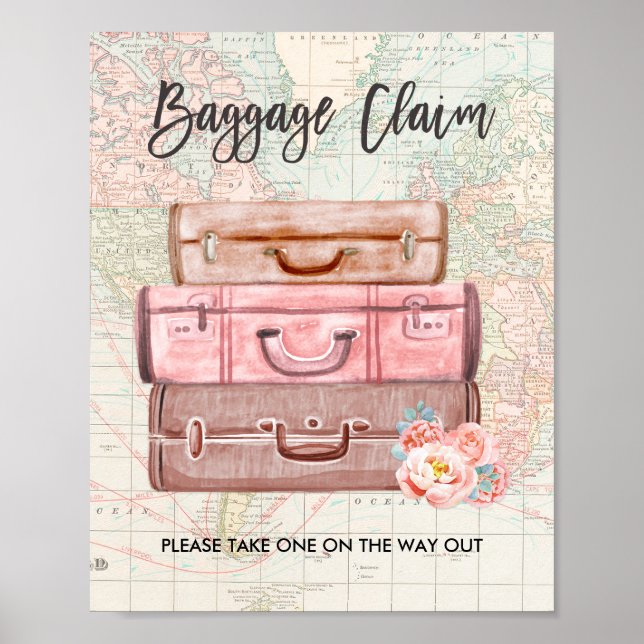 Poster Sinal de retirada de bagagem Viagem chuveiro Senho (Frente)