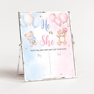 Poster Sinal de Revelação de Gênero Balão de Urso