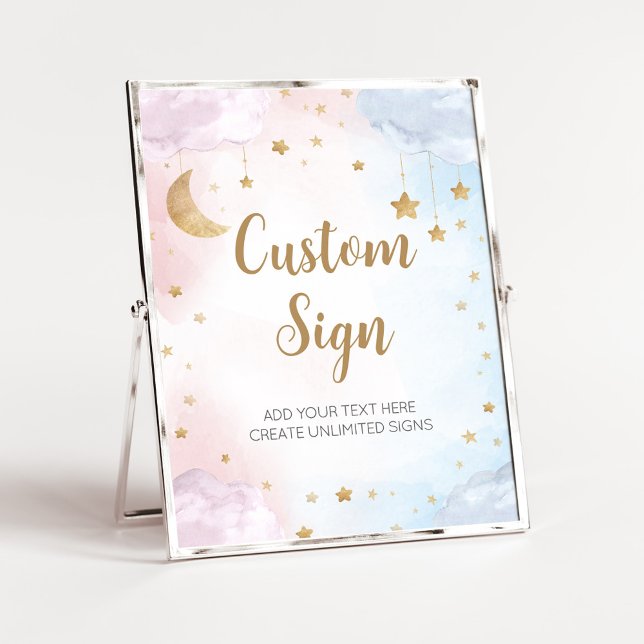 Poster Sinal de Revelação de Gênero Estrela Pequena Brilh (Twinkle Little Star Gender Reveal Custom Sign)