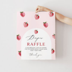 Poster Sinal de rifa de fralda de morango. Berry fralda r