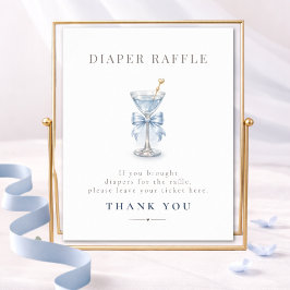 Poster Sinal de Rifas de Fraldas para Chá de Bebê Blue Ma