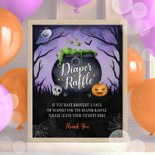 Poster Sinal de Rifas de Fraldas para Chá de Bebê de Hall