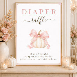 Poster Sinal de Rifas de Fraldas para Chás de Bebê Menina