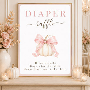 Poster Sinal de Rifas de Fraldas para Chás de Bebê Menina